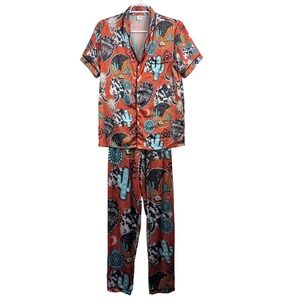 The Cinchy Cowgirl Western Pajama Set Small Rust Orange Desert Cactus